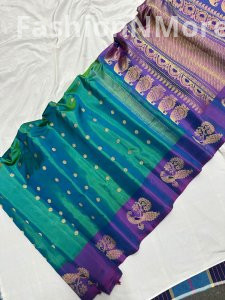 Pure Silk Handloom Butta Border Gadwal Silk Saree