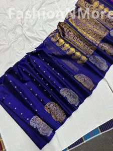 Pure Silk Handloom Butta Border Gadwal Silk Saree