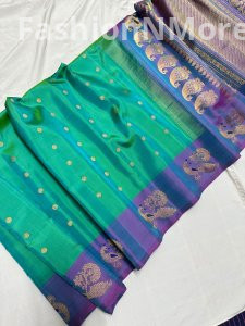Pure Silk Handloom Butta Border Gadwal Silk Saree