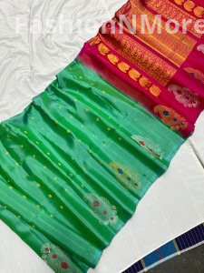 Pure Silk Handloom Butta Border Gadwal Silk Saree