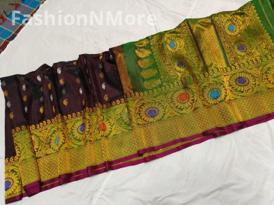 Pure Silk Handloom Saree Meenakari Turning Border Gadwal Saree