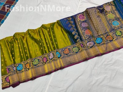 Pure Silk Handloom Saree Meenakari Turning Border Gadwal Saree