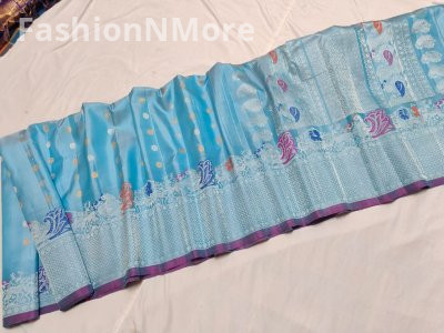 Pure Silk Handloom Saree Meenakari Turning Border Gadwal Saree