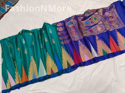 Pure Silk Handloom Saree Meenakari Turning Border Gadwal Saree