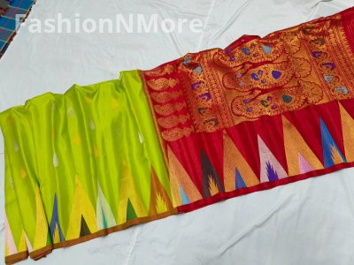 Pure Silk Handloom Saree Meenakari Turning Border Gadwal Saree