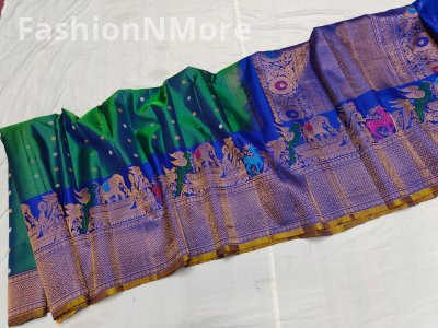 Pure Silk Handloom Saree Meenakari Turning Border Gadwal Saree