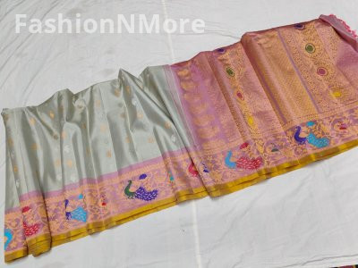 Pure Silk Handloom Saree Meenakari Turning Border Gadwal Saree
