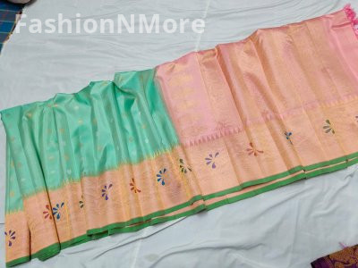 Pure Silk Handloom Saree Meenakari Turning Border Gadwal Saree