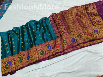 Pure Silk Handloom Saree Meenakari Turning Border Gadwal Saree