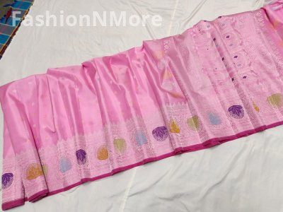 Pure Silk Handloom Saree Meenakari Turning Border Gadwal Saree