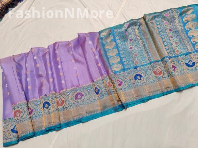 Pure Silk Handloom Saree Meenakari Turning Border Gadwal Saree