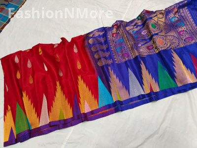 Pure Silk Handloom Saree Meenakari Turning Border Gadwal Saree