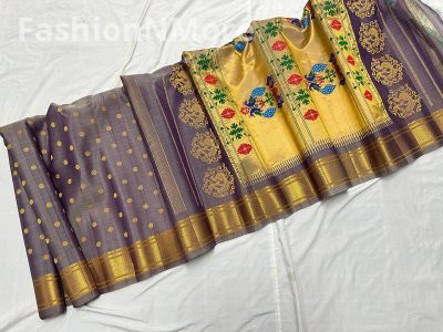 Pure Handloom Tussar Kalanjali Paithani