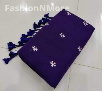 Soft Khadi Cotton Parijatak Embroidered Saree