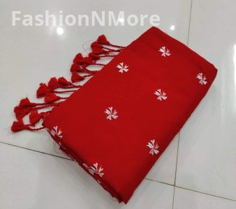 Soft Khadi Cotton Parijatak Embroidered Saree