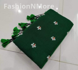 Soft Khadi Cotton Parijatak Embroidered Saree