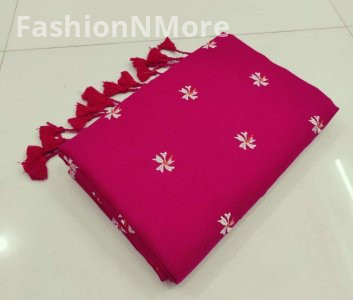 Soft Khadi Cotton Parijatak Embroidered Saree