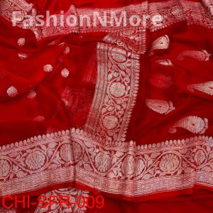 Pure Handloom Banarasi Khaddi Chiffon Silk Saree with Rupa Zari