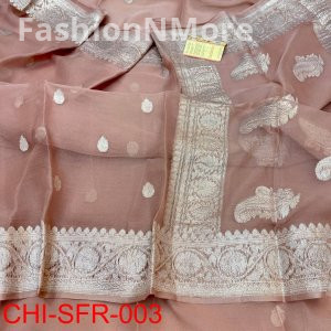 Pure Handloom Banarasi Khaddi Chiffon Silk Saree with Rupa Zari