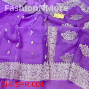 Pure Handloom Banarasi Khaddi Chiffon Silk Saree with Rupa Zari