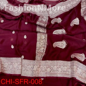 Pure Handloom Banarasi Khaddi Chiffon Silk Saree with Rupa Zari