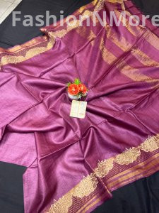 Desi Ghicha Cutwork Pure Tussar Silk Saree – Handwoven Elegance