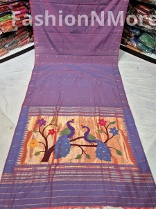 Pure Handloom Fancy Pallu Single Muniya Cotton Paithani Saree