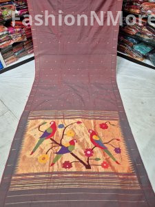 Pure Handloom Fancy Pallu Single Muniya Cotton Paithani Saree