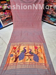 Pure Handloom Fancy Pallu Single Muniya Cotton Paithani Saree