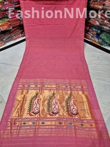 Pure Handloom Fancy Pallu Single Muniya Cotton Paithani Saree