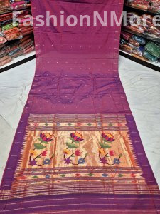 Pure Handloom Fancy Pallu Single Muniya Cotton Paithani Saree