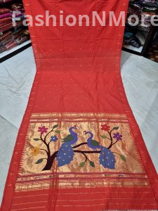 Pure Handloom Fancy Pallu Single Muniya Cotton Paithani Saree