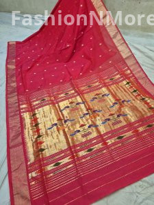 Pure Handloom Cotton Traditional Pallu Paithani
