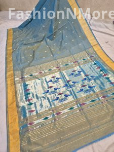 Pure Handloom Cotton Traditional Pallu Paithani