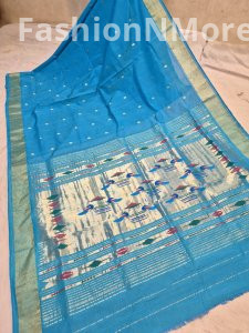 Pure Handloom Cotton Traditional Pallu Paithani