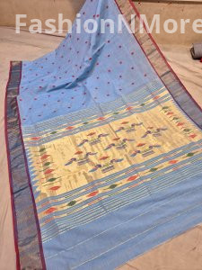 Pure Handloom Cotton Traditional Pallu Paithani