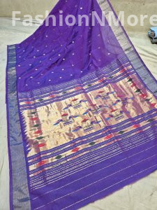 Pure Handloom Cotton Traditional Pallu Paithani