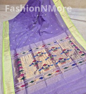 Pure Handloom Cotton Traditional Pallu Paithani