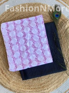 Printed Cotton Top with Plain Kantha Bottom – Combo Set