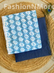 Printed Cotton Top with Plain Kantha Bottom – Combo Set