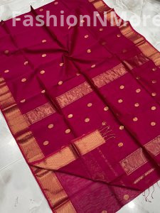 Pure Handloom Maheshwari Handwoven Coin Buti Saree with Handloom Tag