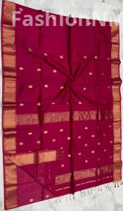 Pure Handloom Maheshwari Handwoven Coin Buti Saree with Handloom Tag