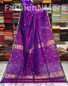 Pure Handloom Maheshwari Saree with V Buti & Small Border