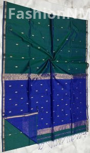 Pure Handloom Maheshwari Saree with V Buti & Small Border