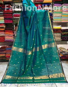 Pure Handloom Maheshwari Saree with V Buti & Small Border