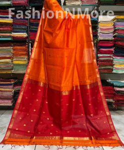 Pure Handloom Maheshwari Saree with V Buti & Small Border