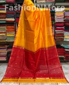 Pure Handloom Maheshwari Saree with V Buti & Small Border