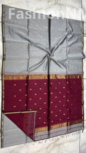Pure Handloom Maheshwari Saree with V Buti & Small Border