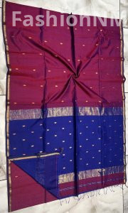 Pure Handloom Maheshwari Saree with V Buti & Small Border