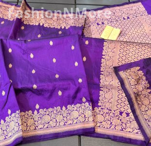 Premium Handloom Kataan Silk Saree with Self Border & Blouse